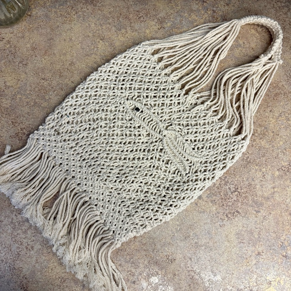Cute macrame boho hippie bag with fish design